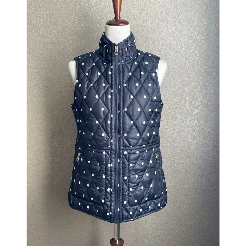 Kate Spade Women’s Reversible Quilted Polka Dot Vest Black Size Small S